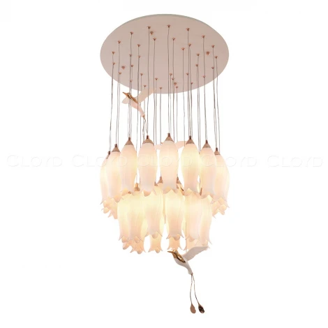 Подвесная люстра ярусная каскадная (цветы, птички) Cloyd Argana 11236 (220V, на проводе, цветы, птички)
