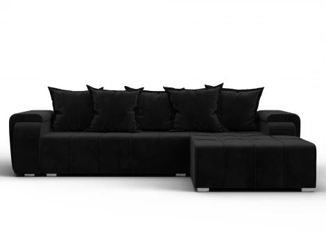 Диван угловой Лига-121 правый угол (ДСП,Брус,Велюр/Черный) Лига Диванов 137350
