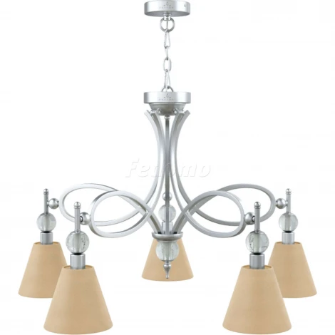 Люстра подвесная Lamp4you, 5 плафонов, хром с прозрачным и бежевым