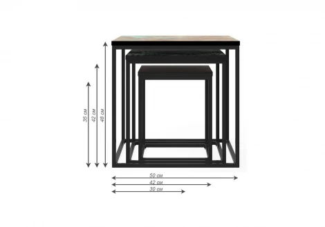Комплект из 3 журнальных столиков черный MY iNTERNO Penna ML-S9362