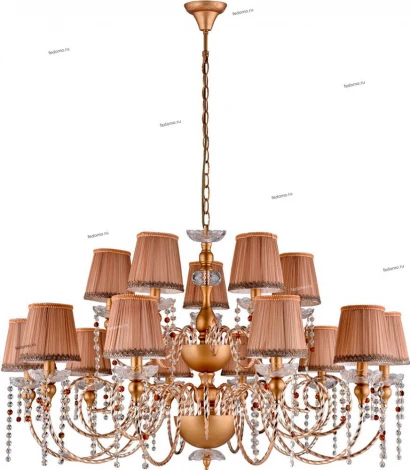 Люстра подвесная Crystal Lux Alegria, 15 плафонов, золото с коричневым, прозрачный и янтарным