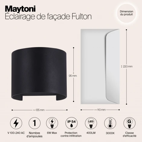 Настенный светильник уличный Maytoni Fulton O573WL-L6B (LED, 220V, IP54)
