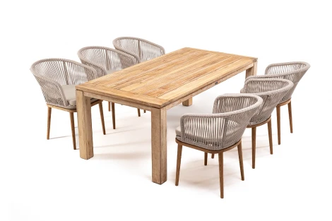 Обеденная группа на 6 персон, стулья Марсель, роуп бежевый 4SIS Мадейра MAD-CM6T1-7-SET beige