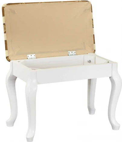 Банкетка Ретро с ящиком белый, ткань полоса коричн. от фабрики Mebelik