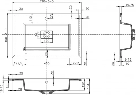 Мебельная раковина Cezares Bellagio 71 bianco opaco