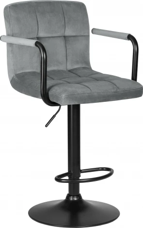 Стул барный DOBRIN KRUGER ARM BLACK (серый велюр (MJ9-75))