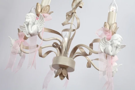 Подвесная люстра Lucia Tucci Angelo 147.5 Ivory (220V, на цепи, подсвечник, свеча, ленточки, ангелы)