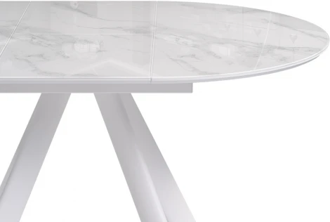 Стеклянный стол Woodville Галвестон 100х76 белый мрамор / белый 532393