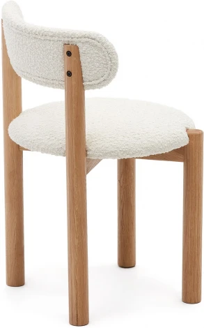 Nebai Стул из белой ткани букле и массива дуба с натуральной отделкой La Forma (ex Julia Grup) арт.178334