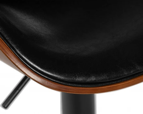 Стул барный DOBRIN KARTER BLACK (коричневый орех дерево (BWW), черный PU) 4905_BlackBase-LMZ BLACK, цвет сиденья PU, каркаса коричневый дерево, основания