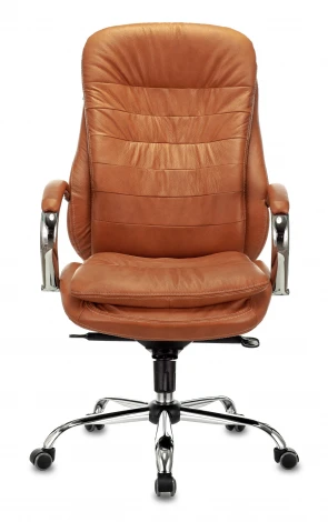 Кресло руководителя Бюрократ T-9950 рыжий Leather Ontano кожа крестовина металл хром