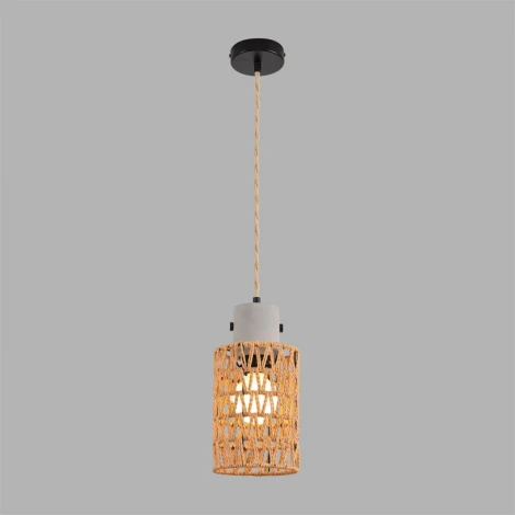 Подвесной светильник Lumion Boho 8366/1A черный/серый/бежевый, бетон/металл/джутовый шнур E27 LED 10W 220V