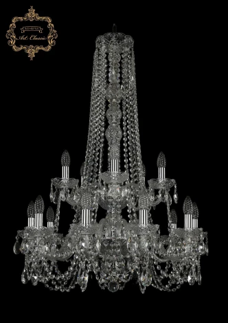 Подвесная люстра Art Classic 11.11 11.11.10+5.240.2d.h-95.Cr.Sp (220V, хрусталь, на цепи, подсвечник, свеча)
