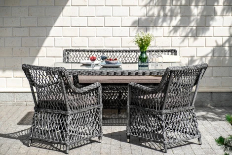 Обеденная группа плетеная на 4 персоны, цвет графит 4SIS Катания KATS2C2T-4-SET graphite