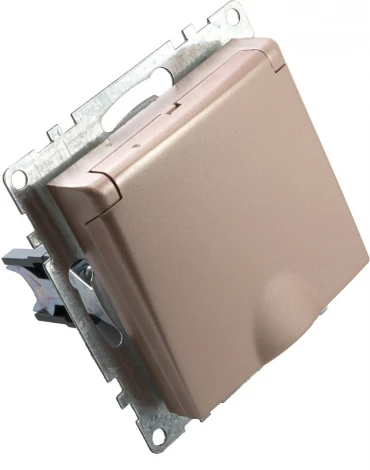 Розетка с заземлением защитной крышкой и шторками (шампань) Stekker Катрин 39594