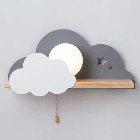 Бра с полкой Серое Облако Wall Lamp Gray Cloud By ImperiumLoft 44.899-0 (для детской, 220V, выключатель, облака)