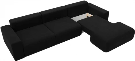 Диван угловой Лига-036 НПБ Классик Лонг правый угол (Черный/Микровельвет) Лига Диванов арт.121382