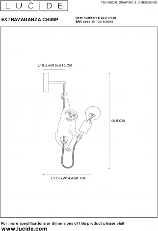 Бра Lucide EXTRAVAGANZA CHIMP 10202/01/30
