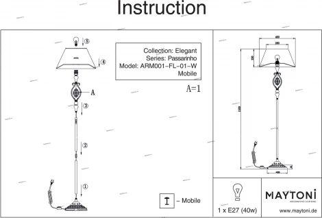 Торшер Maytoni Passarinho ARM001-FL-01-W