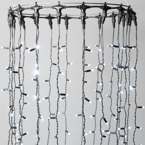 Гирлянда Занавес 2 x 3 м белый 220В, 600 LED, провод черный каучук 2,3мм, IP65 Laitcom ECO602-1-2W