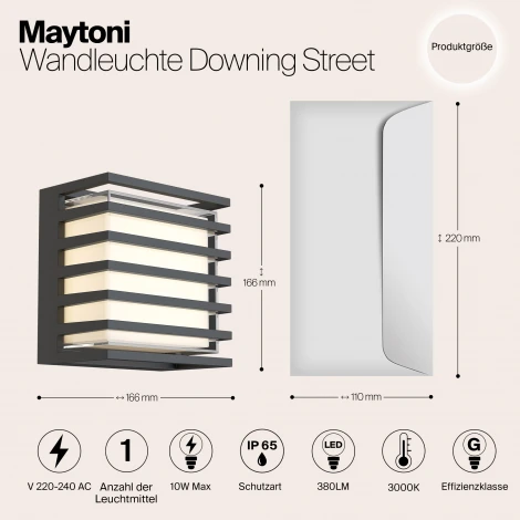 Настенный светильник уличный Maytoni Downing Street O020WL-L10B4K (LED, 220V, IP65)