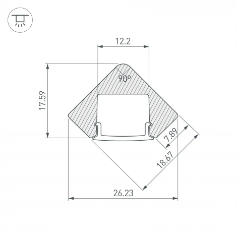 Профиль с экраном ALU-D45-2000 ANOD+FROST (Алюминий) 018252 Arlight