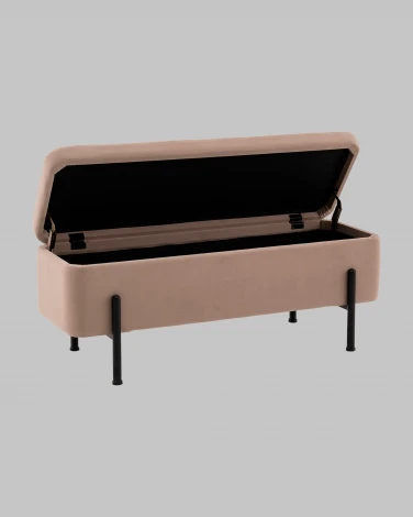 Банкетка Stool Group Болейн с ящиком велюр бежевый черные ножки арт.УТ000040205