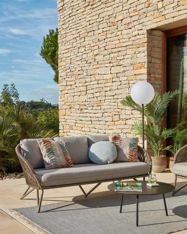 Диван уличный La Forma (ex Julia Grup) Branzie (Серый,Коричневый/ Сталь,Металл,Веревка,Пена)