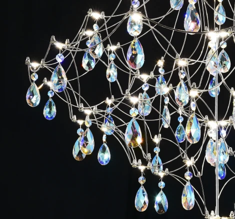 Подвесная люстра светодиодная с пультом и хрустальными подвесками K9 MyFar Allegria MR2640-66P-50СD