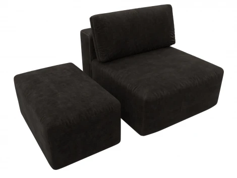 Модули диван и пуф Лига-060 НПБ (ЛДСП,Брус,Фанера,Велюр/Коричневый) Лига Диванов 129606