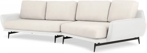 Диван Ispani угловой правый ОГОГО (арт.803485), (Экокожа,Ткань/Бежевый,Белый)