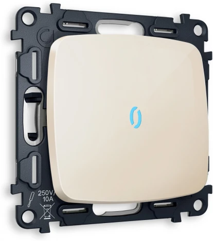 Комплект механизма Ambrella Volt 1-клавишного выключателя с подсветкой 10000K OMEGA MO302020 Бежевый глянец QUANT