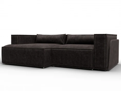 Диван угловой Лига-061 угол левый (ДСП,Брус,Фанера,Велюр/Коричневый) Лига Диванов 131148L