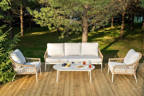 "Венеция" лаунж-зона из искусственного ротанга, цвет соломенный 4SIS арт.УТ-00007459