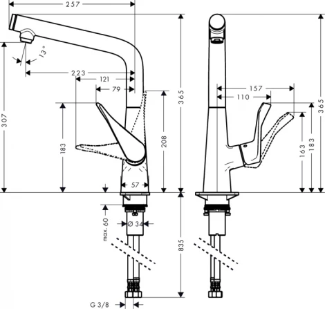 Смеситель Hansgrohe Metris Select 14883000 для кухонной мойки