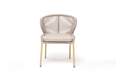 "Милан" стул плетеный из роупа, каркас алюминий (RAL1001), роуп бежевый круглый, ткань бежевая 4SIS арт.УТ-00004797