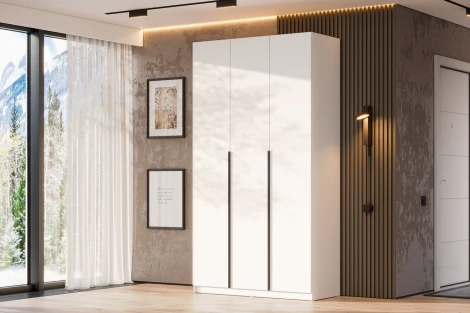 Шкаф распашной с наполнением Арника (7 полок + штанга) ШК 5 (1200), Белый