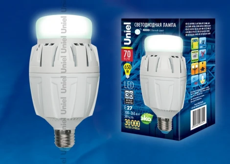 Лампочка светодиодная цилиндр белая E27 70W 4000K Uniel LED-M88-70W/NW/E27/FR ALV01WH