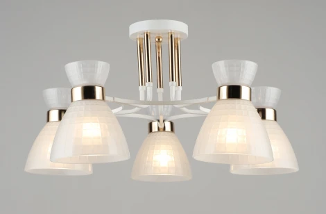 Потолочная люстра на штанге SL6753-5 WT+GD Мелодия Света SL1N 000080219