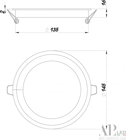 Точечный светильник встраиваемый APL LED Ingrid 3322.LDY12016/12W/6K (220V, круглые, IP40)