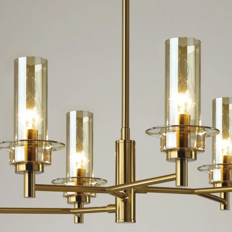 Потолочная люстра на штанге Lumion Madonna 6554/6C бронза/коньячный/металл/стекло E14 6*40W 220V