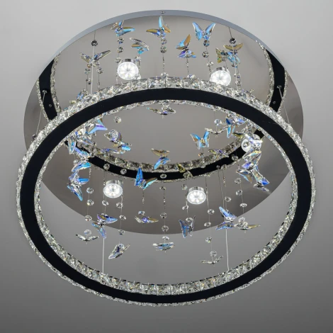 Потолочная люстра Citilux Etera CL322050 (регулировка яркости, LED, подвески, пульт управления, кольцо, бабочки)