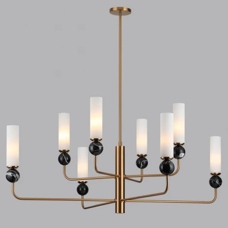 Потолочная люстра на штанге Odeon Light Lolla 4361/8 под латунь/металл/стекло/черный мрамор 8*E14 40W 220V