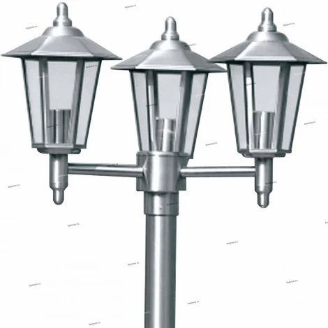 Столб уличный Horoz Akasya, 3 плафона, никель с прозрачным