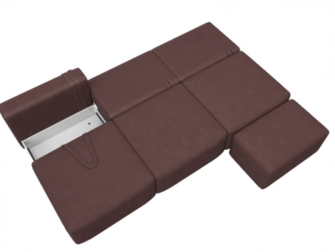 Диван прямой модульный с пуфом Лига-060 НПБ Лонг (ЛДСП,Брус,Фанера/Пластик/Замша/Бордовый) Лига Диванов 129484