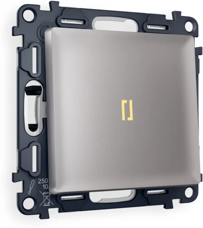 Комплект механизма Ambrella Volt 1-клавишного проходного выключателя с подсветкой 3200K ALFA MA502030 Сталь матовый QUANT