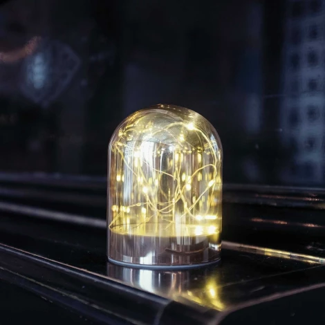 Светодиодная Стеклянная Колба Тепло-Белая с Мерцанием на Батарейках, 10 LED