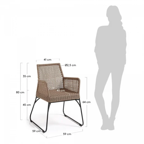 Стул уличный La Forma (ex Julia Grup) Novak (Бежевый/ Веревка,Металл)
