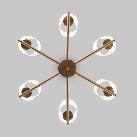 Подвесная люстра Wi-Fi Eurosvet Caprera 60146/6 латунь (220V, управление смартфоном, голосовое управление, умный дом - Minimir Home, Алиса, Маруся, Салют, на цепи)