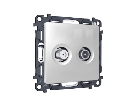 Комплект механизма ТВ-розетки+SAT встраиваемый (серебро глянец) Ambrella Volt QUANT MA413310